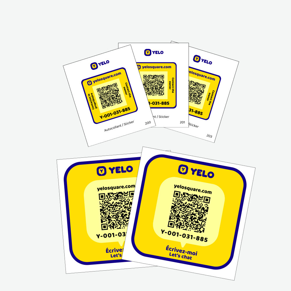 Pack de 5 vignettes Yelo (3 petits + 2 grands)